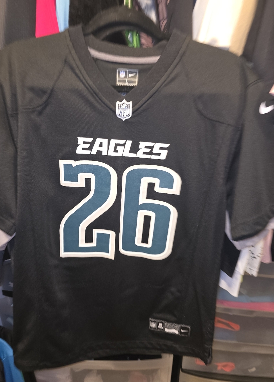 Nike Black Philadelphia Eagles #26 Jersey with Teal/White Accents